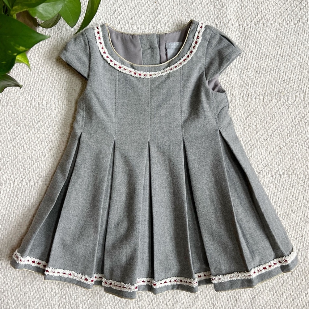 Tahari Grey Pleated Party Dress